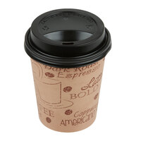 Choice 8 oz. Cafe Print Poly Paper Hot Cup and Lid - 100/Pack