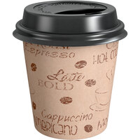 Choice 8 oz. Cafe Print Poly Paper Hot Cup and Lid - 100/Pack