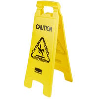 Rubbermaid FG611200YEL 25" Yellow Double Sided Multi-Lingual Caution Wet Floor Sign