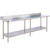Regency Spec Line 24 inch x 96 inch 14 Gauge Stainless Steel Commercial Work Table with 4 inch Backsplash and Undershelf