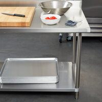 Regency Spec Line 24 inch x 96 inch 14 Gauge Stainless Steel Commercial Work Table with 4 inch Backsplash and Undershelf