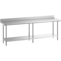 Regency Spec Line 24" x 96" 14 Gauge Stainless Steel Commercial Work Table with 4" Backsplash and Undershelf