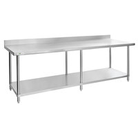 Regency Spec Line 30 inch x 96 inch 14 Gauge Stainless Steel Commercial Work Table with 4 inch Backsplash and Undershelf