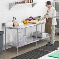 Regency Spec Line 30 inch x 96 inch 14 Gauge Stainless Steel Commercial Work Table with 4 inch Backsplash and Undershelf