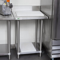 Regency Spec Line 24 inch x 24 inch 14 Gauge Stainless Steel Commercial Work Table with 4 inch Backsplash and Undershelf