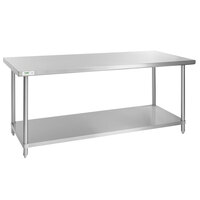 Regency Spec Line 30 inch x 72 inch 14 Gauge Stainless Steel Commercial Work Table with Undershelf