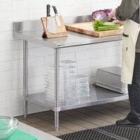 Regency Spec Line 30 inch x 60 inch 14 Gauge Stainless Steel Commercial Work Table with 4 inch Backsplash and Undershelf