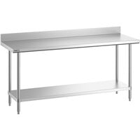 Regency Spec Line 24 inch x 72 inch 14 Gauge Stainless Steel Commercial Work Table with 4 inch Backsplash and Undershelf