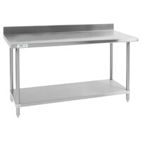 Regency Spec Line 24 inch x 60 inch 14 Gauge Stainless Steel Commercial Work Table with 4 inch Backsplash and Undershelf