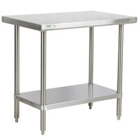 Regency Spec Line 30 inch x 36 inch 14 Gauge Stainless Steel Commercial Work Table with Undershelf