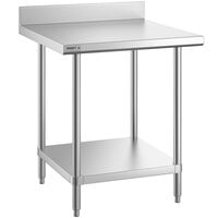 Regency Spec Line 30 inch x 30 inch 14 Gauge Stainless Steel Commercial Work Table with 4 inch Backsplash and Undershelf