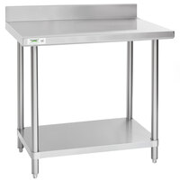 Regency Spec Line 24 inch x 36 inch 14 Gauge Stainless Steel Commercial Work Table with 4 inch Backsplash and Undershelf