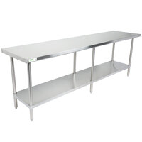 Regency Spec Line 24 inch x 96 inch 14 Gauge Stainless Steel Commercial Work Table with Undershelf