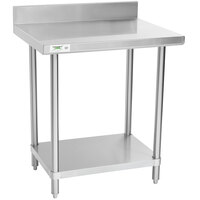 Regency Spec Line 24 inch x 30 inch 14 Gauge Stainless Steel Commercial Work Table with 4 inch Backsplash and Undershelf