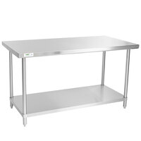 Regency Spec Line 30 inch x 60 inch 14 Gauge Stainless Steel Commercial Work Table with Undershelf