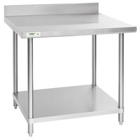 Regency Spec Line 30 inch x 36 inch 14 Gauge Stainless Steel Commercial Work Table with 4 inch Backsplash and Undershelf
