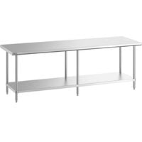 Regency Spec Line 30 inch x 96 inch 14 Gauge Stainless Steel Commercial Work Table with Undershelf