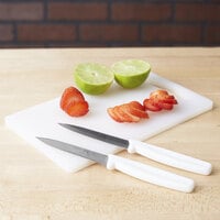 Choice 10 inch x 6 inch x 3/8 inch White Bar Size Cutting Board and Knife Set