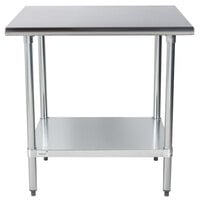 Advance Tabco ELAG-363 36" x 36" 16 Gauge Stainless Steel Work Table with Galvanized Undershelf
