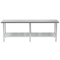 Advance Tabco ELAG-368 36" x 96" 16 Gauge Stainless Steel Work Table with Galvanized Undershelf