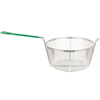 Carlisle 601031 11 1/2 inch Round Chrome-Plated Nickel Steel Medium Mesh Culinary Basket with Green Cool Touch Handle