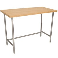 Advance Tabco TH2S-367 Wood Top Work Table with Stainless Steel Base - 36" x 84"