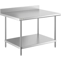 Regency 36 inch x 48 inch 16 Gauge Stainless Steel Commercial Work Table with 4 inch Backsplash and Undershelf