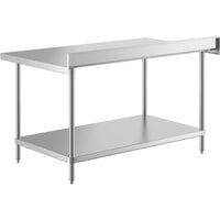 Regency 36 inch x 60 inch 16 Gauge Stainless Steel Commercial Work Table with 4 inch Backsplash and Undershelf