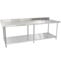 Regency 36" x 96" 16 Gauge Stainless Steel Commercial Work Table with 4" Backsplash and Undershelf