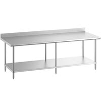 Regency Spec Line 36 inch x 96 inch 14 Gauge Stainless Steel Commercial Work Table with 4 inch Backsplash and Undershelf