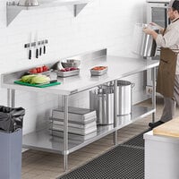 Regency Spec Line 36 inch x 96 inch 14 Gauge Stainless Steel Commercial Work Table with 4 inch Backsplash and Undershelf