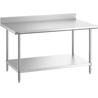 Regency Spec Line 36 inch x 60 inch 14 Gauge Stainless Steel Commercial Work Table with 4 inch Backsplash and Undershelf