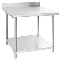 Regency Spec Line 36 inch x 36 inch 14 Gauge Stainless Steel Commercial Work Table with 4 inch Backsplash and Undershelf