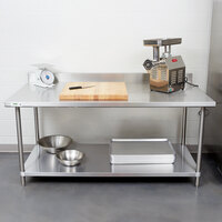 Regency Spec Line 36 inch x 72 inch 14 Gauge Stainless Steel Commercial Work Table with 4 inch Backsplash and Undershelf