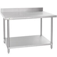 Regency Spec Line 36 inch x 48 inch 14 Gauge Stainless Steel Commercial Work Table with 4 inch Backsplash and Undershelf