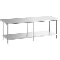 Regency Spec Line 36 inch x 96 inch 14 Gauge Stainless Steel Commercial Work Table with Undershelf