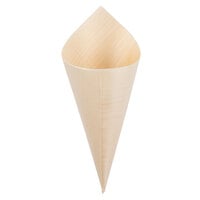 Tablecraft BAMDCN7 4.75 oz. Large Wooden Disposable Serving Cone - 50/Pack