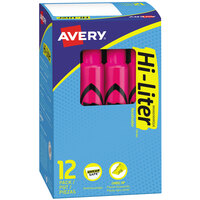 Avery® 24010 Hi-Liter® Fluorescent Pink Chisel Tip Desk Style Highlighter - 12/Pack