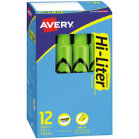 Avery® 24020 Hi-Liter® Fluorescent Green Chisel Tip Desk Style Highlighter - 12/Pack