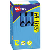Avery® 24016 Hi-Liter® Fluorescent Blue Chisel Tip Desk Style Highlighter - 12/Pack