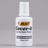 Bic WOC12DZ Wite-Out Cover-it Corrective Fluid 20 mL Bottle - 12/Pack