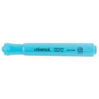 Universal UNV08864 Fluorescent Blue Chisel Tip Desk Style Highlighter - 12/Box