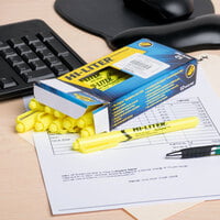 Avery 23591 Hi-Liter® Fluorescent Yellow Chisel Tip Pen Style Highlighter - 12/Box