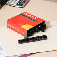 Universal UNV07051 Black Chisel Tip Desk Style Permanent Marker - 12/Pack