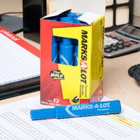 Avery® 7886 Marks-A-Lot Regular Blue Chisel Tip Desk Style Permanent Marker - 12/Pack