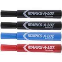Avery® 07905 Marks-A-Lot Regular Chisel Tip Desk Style Permanent Marker, Color Assortment - 4/Pack