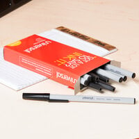 Universal UNV27410 Economy Black Medium Point 1mm Oil-Based Ballpoint Stick Pen - 12/Box