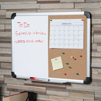 Universal UNV43742 18 inch x 24 inch Two Panel Board with White Write-On Dry Erase Board, Natural Cork Board, and Aluminum Frame