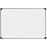 Universal UNV43732 24 inch x 18 inch White Magnetic Steel Dry Erase Board with Aluminum Frame and Black Plastic Corners
