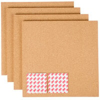 Universal UNV43404 12 inch Square Brown Cork Tile Panel   - 4/Pack